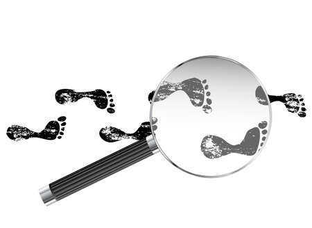 Foot prints viewed under magnifying glass illustration
のイラスト素材
