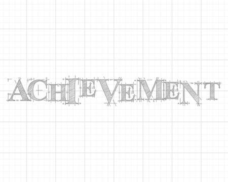 Achievement text hand drawn on graph paper backgroundのイラスト素材
