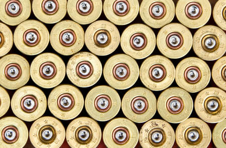 Shotgun cartridges brass colored capの写真素材