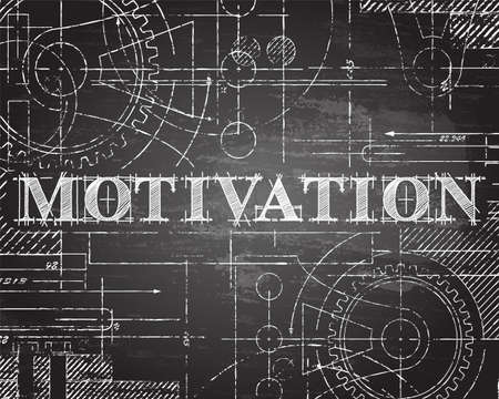 Motivation sign and gear wheels technical drawing on blackboard background
のイラスト素材