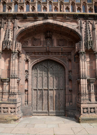 Grand, imposing sandstone cathedral doorway