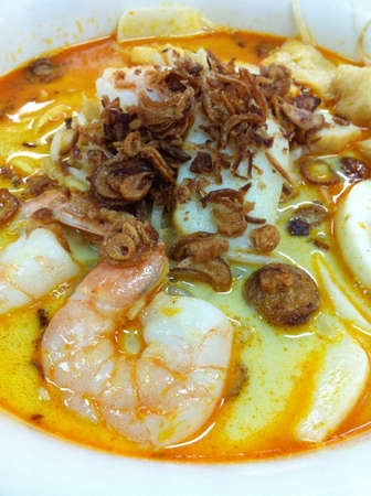 Penang Malaysian seafood laksa coconut noodleの素材