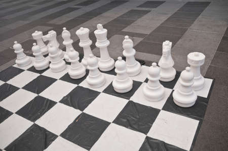 Set of big white chess figuresの写真素材