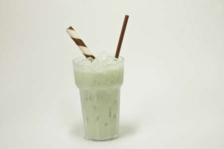 iced milky Japanese green teaの写真素材