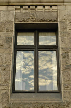 evening sky reflection on windowの写真素材