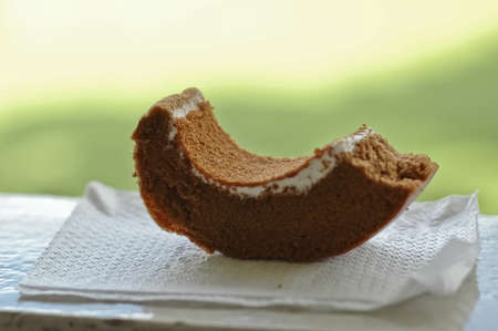 yummy sliced chocolate spiral rollsの写真素材