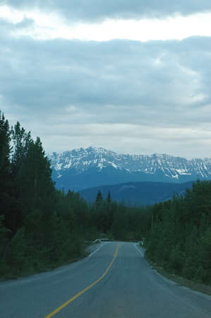 road to snow mountainの写真素材