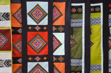 Traditional hand woven dress for Vietnamese ladiesの写真素材