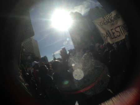 Brisbane, Australia - July 20, 2014  Protesters group gathering to stop Israel-Palestine conflict in Gaza strip  The photo is taken at the Town Hall ground in Brisbane city center  There are many protesters meeting up to listen and support the event  Thisのeditorial素材