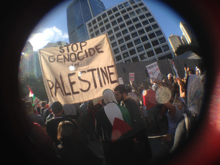 Brisbane, Australia - July 20, 2014  Protesters group gathering to stop Israel-Palestine conflict in...