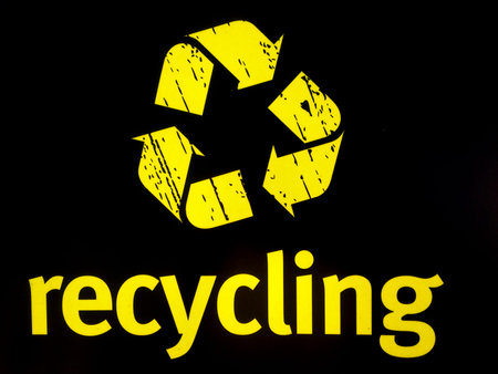 Recycling notice yellow logoの写真素材