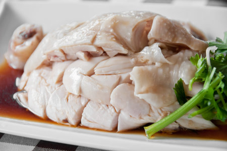 Hainanese Chicken on soy sauceの写真素材