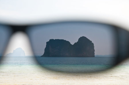 Looking through sun glasses Phuket Sea Thailandの写真素材