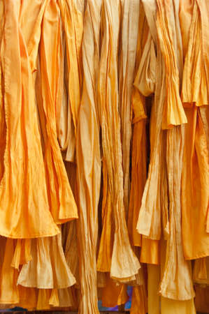 Yellow cotton stripe cloth Batik fabric in Baliの写真素材