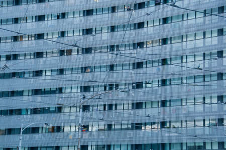 Electric wire for tram and corporate business office sceneの写真素材