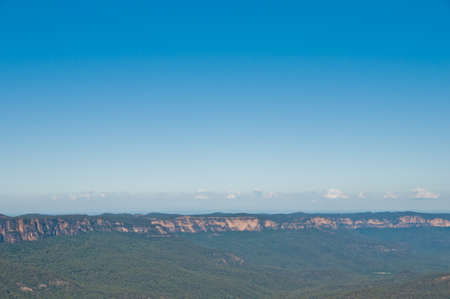 Deep green forest and long mountain hill at Blue Mountain in Sydney NSW Australiaの写真素材