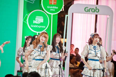BANGKOK, THAILAND - NOVEMBER 21, 2018: Press conference & Concert event by Grab to annouce members of BNK 48 Thai idol group band to become the Brand Ambassador. There are many people in the event.のeditorial素材