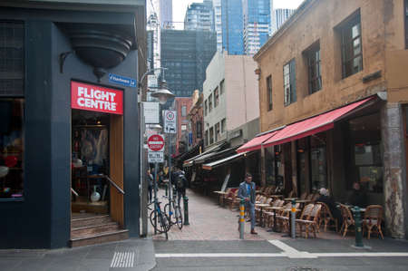 MELBOURNE, AUSTRALIA - JULY 30, 2018: Flight centre tour agency compan at Hardware lane in Melbourne Australiaのeditorial素材