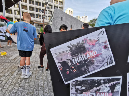 BRISBANE, AUSTRALIA - NOVEMBER 29, 2020: Group of protestors peacefully rally at King George Square,...