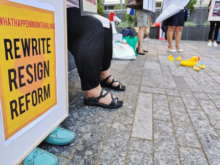 BRISBANE, AUSTRALIA - NOVEMBER 29, 2020: Group of protestors peacefully rally at King George Square,...
