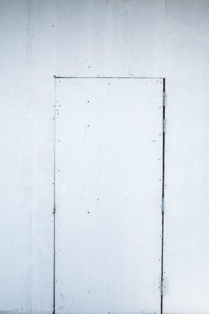 white wood door, white backgroundの写真素材
