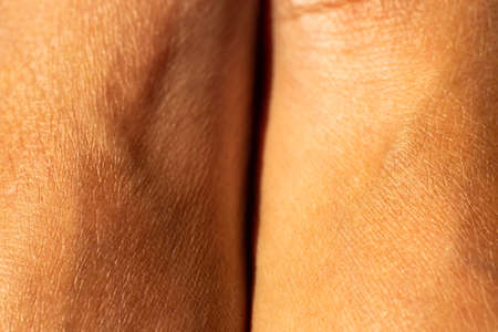 Woman's dry skin on leg, Close up & Macro shot, Asian Body skin part, Healthcare concept, Abstract backgroundの写真素材