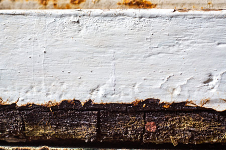 Decayed wood window frame, Close up & Macro shot, Selective focus, Renovation home concept