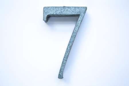 Number 7 (seven) made  from  galvanized iron isolated on white background