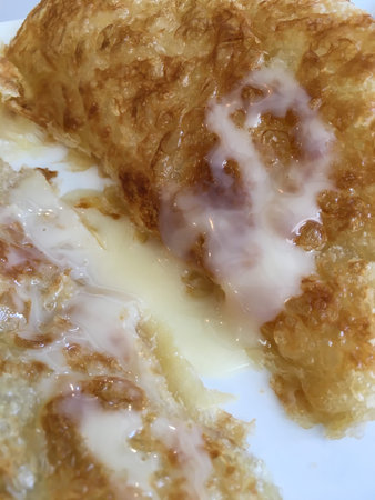 Roti, Kind of indian food made of flour with milk on white plateの写真素材