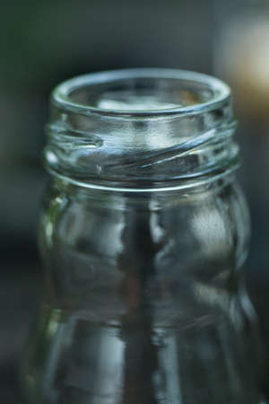 Glass of water, Bottles on nature background, Macroの写真素材