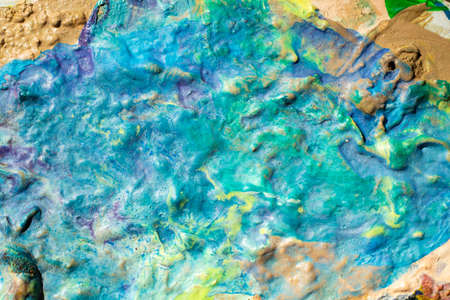 Multicolour Dry acrylic paint texture, Abstract background, Close up & Macro shot, Selective focusの写真素材