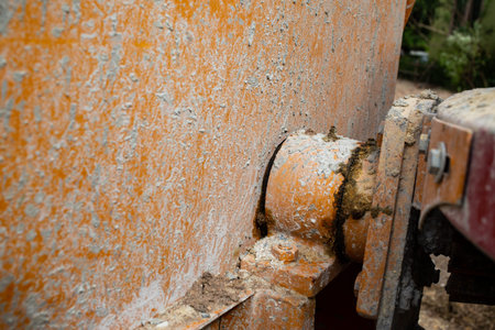 Grunge concrete  texture on yellow Cement truck, Close up