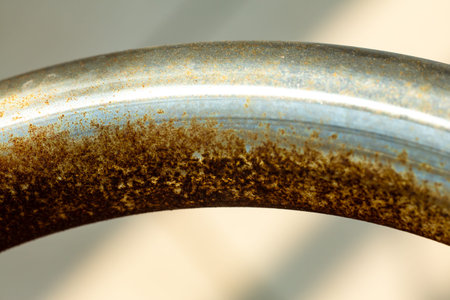 Rusty metal mobile clothes rail, Clothes line, Close up & Macro shot, Selective focus