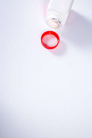 White medicine box isolated on white background, Close upの写真素材