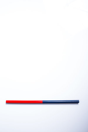 Two colored pencils, two sided, Red and blue pencils Isolated on white background