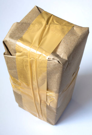 Cardboard box with Sticky tape  isolated on white background