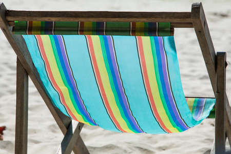 Beach chair on beachの写真素材