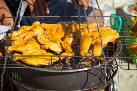 Roasting chicken on stove, thailand beachの写真素材