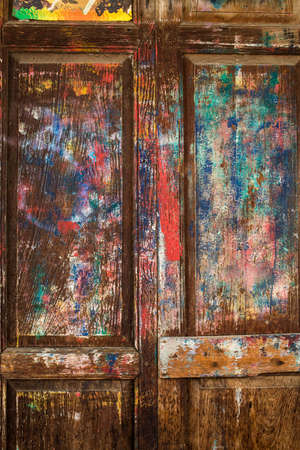 Multicolored paint on vintage wooden home , Thailand traditional styleの写真素材