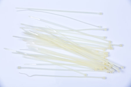 Nylon cable tile isolated on white background, White nylon cable tile isolated on white background,...