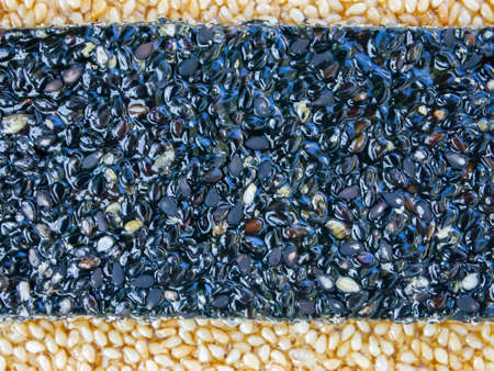 Black and White sesame seeds bars, Close up and macro shot, Snack foodの写真素材