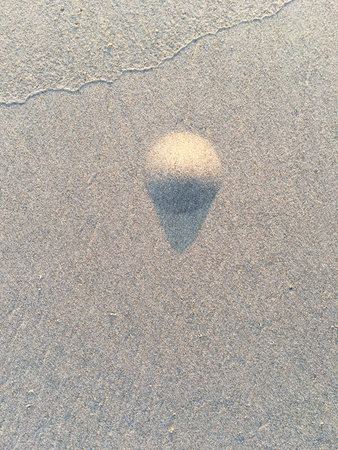 Circle and hole pattern in sand  beach texture, Crab nest, Abstract background concept