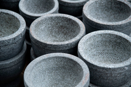 Close-up of gray mortar in the market, South Korea