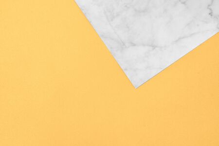 Abstract colored paper art background of trendy colors. Marble with gold backdrop in minimal style. Flat lay, Top view.の写真素材