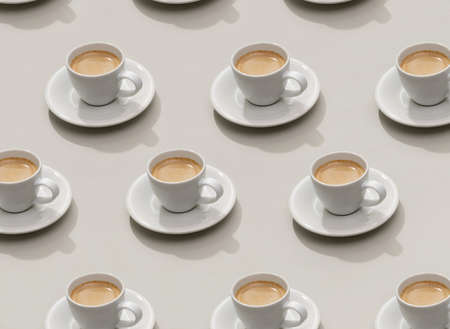 Espresso coffee cup pattern over gray backgroundの写真素材