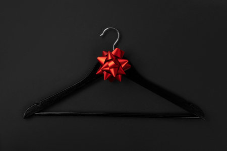 Monochrome minimal template with hanger. Flat lay top view copy space