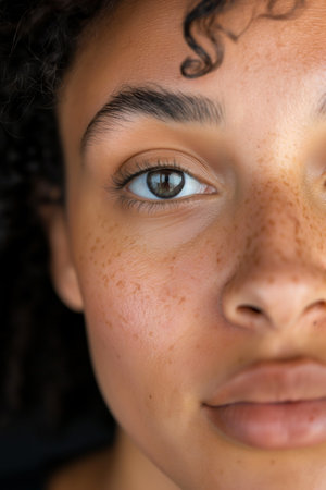 Portrait of a young woman with natural makeup and natural styling. Skincare cosmeticsの素材