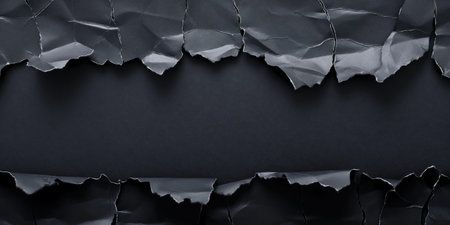 Layered paper tears create a textured abstract pattern on a dark gray backgroundの素材