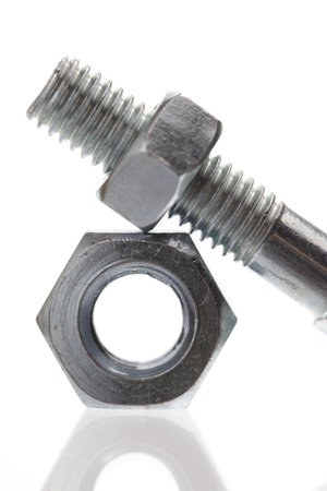 Bolt with nuts, close-up 