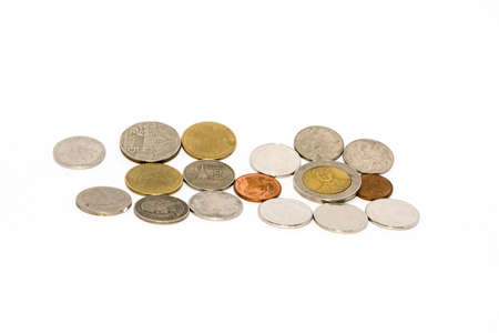 coins on white backgroundの写真素材